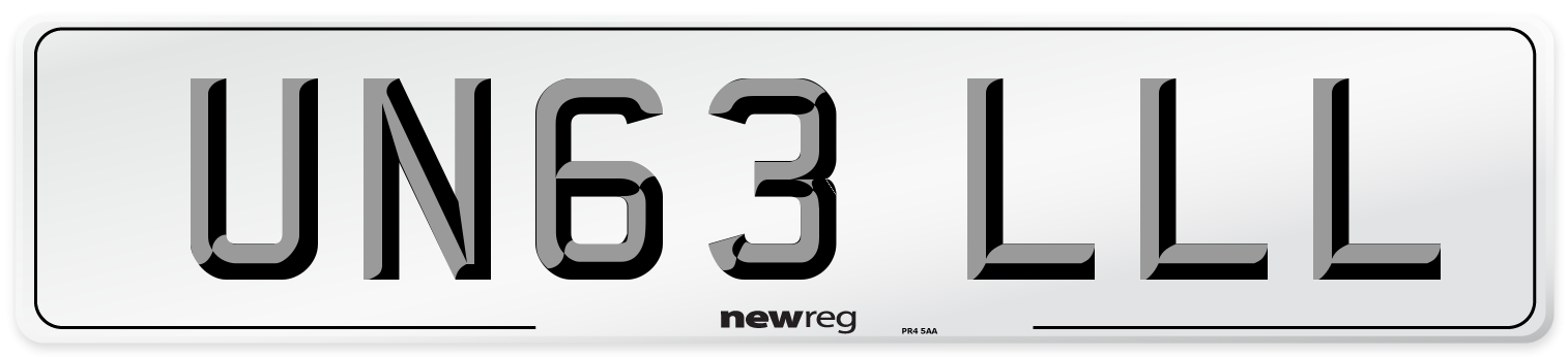 UN63 LLL Number Plate from New Reg